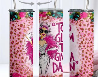 Vaso Glam Leopard Glitter, Taza de café Sassy Diva, Acero inoxidable delgado de 20 oz