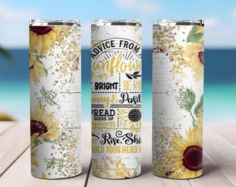 Sunflower Glitter Tumbler | Positive Quotes Floral Drinkware