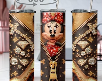 Minnie Inspired Glitter Tumbler | Rhinestone Fashion Drinkware | 20oz Skinny Cup