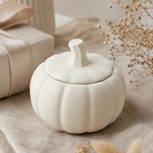 Pot citrouille en résine minérale avec couvercle. Boîte décorative automne Halloween. Vide-poche. Bougeoir artisanal. Déco maison.
