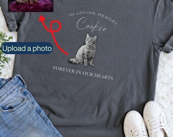 Custom Pet Memorial Shirt, Personalized Cat Remembrance Tee, Comfort Colors Cotton (DTF Print)