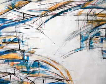 Study 8-17-11 (abstract expressionist painting, blue, gold, white)