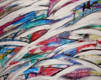 Blue & Red Abstract, 10-14-11 (blue / red / violet / green / abstract)