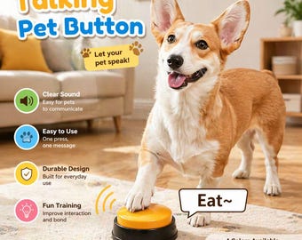 4 botones parlantes para mascotas, juguete grabable para perros, juguete interactivo para mascotas, botón parlante adorable, suministros portátiles para mascotas, entrenamiento divertido para mascotas.