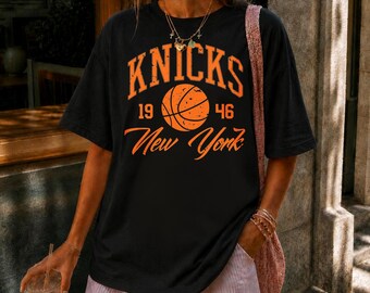 Retro New York Basketball Boxy Tee, Sporty Aesthetic Game Day T-Shirt, Trendy Urban Basketball Graphic T-Shirt, Casual Unisex Streetwear Top