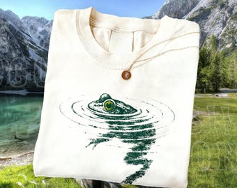 Funny Swimming Frog Shirt, Cute Amphibian Graphic Tee, Animal Lover Gift Shirt, Outdoor Nature Inspired Top for Men Women,Cute Summer Outfit