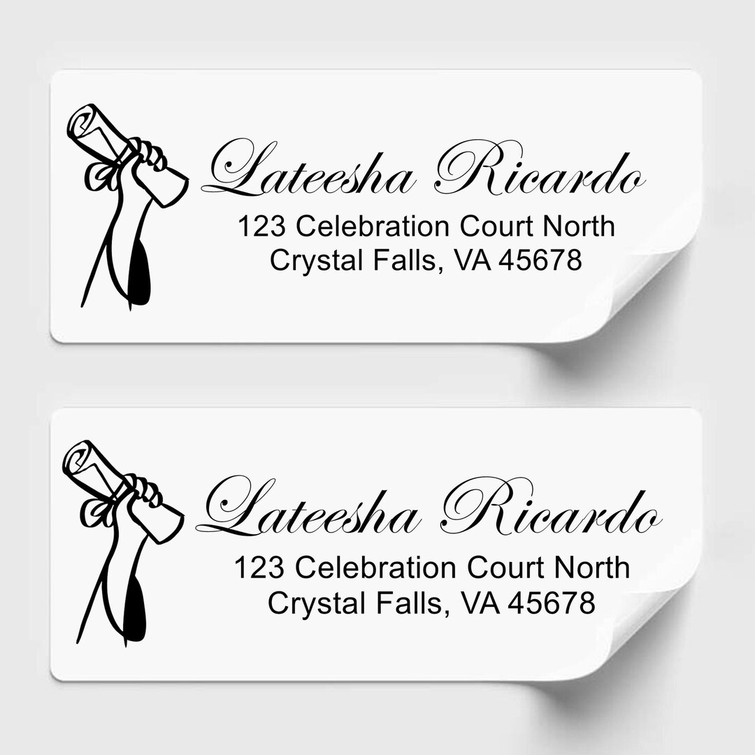 Grad Address Labels Personalized Graduation Address Labels, Diploma in Hand Return Stickers ...