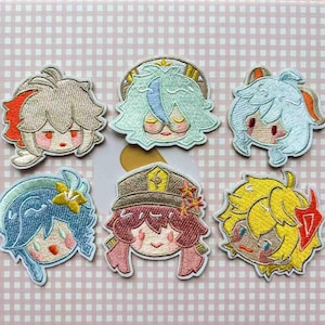 Genshin Impact Chibi Character Patch Set, 6 PCS Anime Embroidery Appliques for Jackets, Backpacks, Jeans, Iron On/Sew On DIY Decor