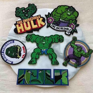 The Incredible Hulk Embroidered Patches, Set of 6 Superhero Iron On/Sew On Patches, DIY Decorative Appliques for Kids