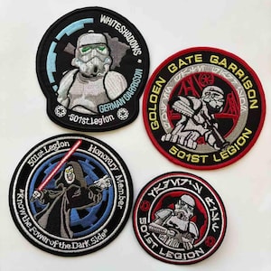 501st Legion Star Wars Stickerei Patches, 4 Stück Imperial Stormtrooper Aufnäher zum Aufbügeln / Aufnähen für Jacken, Rucksäcke, Fan Sammlerstücke