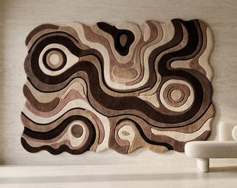 Hand Tufted Wool Rug, Organic Abstract Shape, Neutral Modern Area Carpet