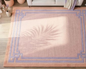 Pink Hand Tufted Rug For Modern Bedroom Area And Large Living Area Rug