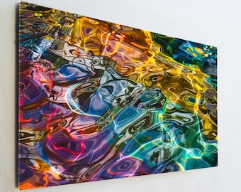 Vibrant Abstract Water Glass Art, Colorful Ripple Wall Decor, Modern Chromatic Liquid Print, Large Tempered Glass Art, Luxury Home Gift