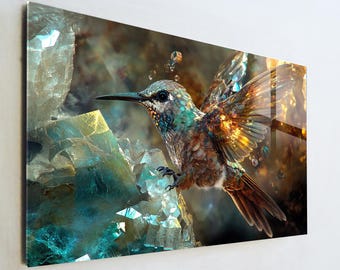 フェントンの手描き虹色ガラスの鳥の置物、J.グローブ作 - Etsy 日本