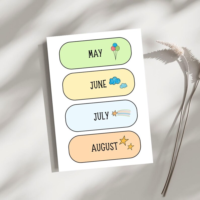 Modern Month Labels Printable | Classroom Calendar Months | Preschool ...