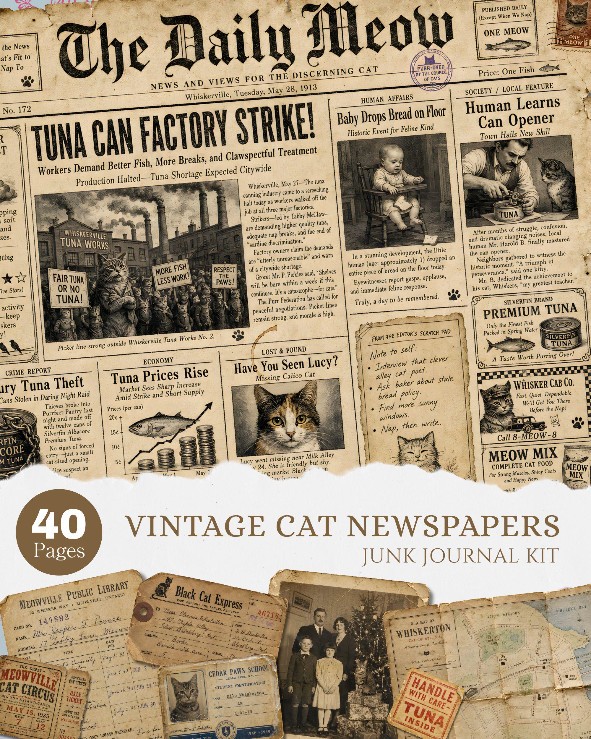 Cat Newspaper - Etsy