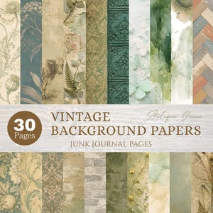 Papeles de fondo vintage / 30 páginas imprimibles para diario creativo / Papeles digitales para collage de tela y papel tapiz