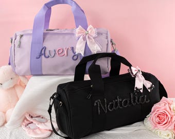 Personalized Kids Dance Duffel Bag • Oxford Fabric with Shoe Compartment, Bow Accessory
