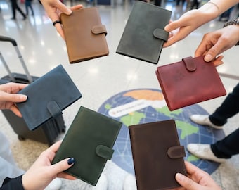 Personalized Leather Passport Wallet Travel Holder Card Case Cover Engraved Gift Vintage