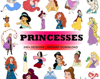 Princess PNG Bundle Fairytale Princess Clipart Birthday Party Sublimation Cricut Shirt Fantasy Royal Transparent PNG Digital Download