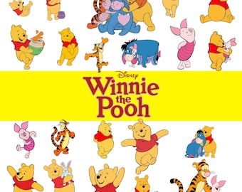 Winnie the Pooh PNG Bundle Classic Pooh Tigger Piglet Eeyore Clipart Baby Shower Birthday Sublimation Cricut Shirt Download