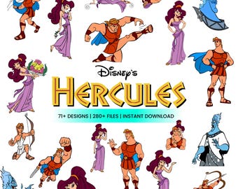 Hercules and Megara PNG Bundle, Disney Inspired Couple Design, Retro Cartoon Shirt PNG, Valentine Sublimation Bundle, Instant Download