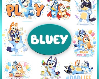 Bluey PNG Bundle Clipart Bluey Bingo Family Friends Birthday Sublimation Designs Cricut