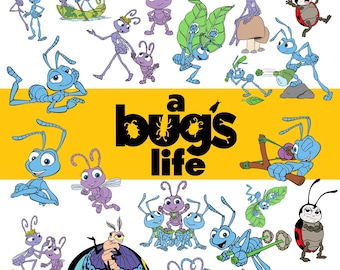 A Bugs Life PNG Bundle Clipart Flik Hopper Heimlich Atta Birthday Sublimation Designs