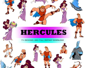 Hercules and Megara PNG Bundle, Disney Inspired Couple Design, Retro Cartoon Shirt PNG, Valentine Sublimation Bundle, Instant Download