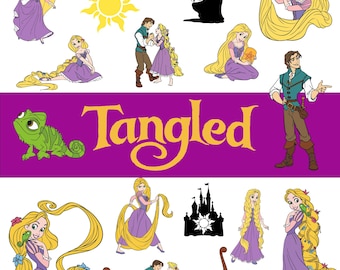 Tangled PNG Bundle Rapunzel Clipart Flynn Rider Pascal Maximus Princess Birthday Sublimation Cricut Shirt Transparent PNG Download