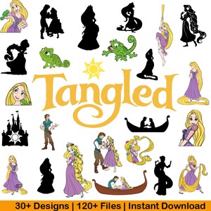 Tangled PNG Bundle Rapunzel Clipart Flynn Rider Pascal Maximus Princess Birthday Sublimation Cricut Shirt Transparent PNG Download