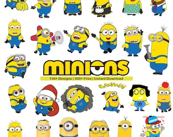 Minions PNG Bundle, Yellow Cartoon Character Design, Funny Retro Shirt PNG, Kids Sublimation Bundle, Instant Download