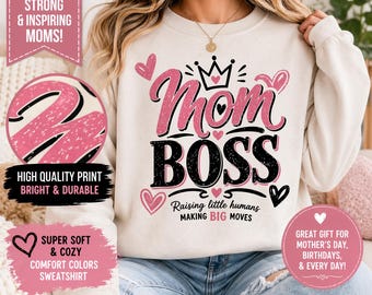 Mom Boss PNG SVG, Raising Little Humans Making Big Moves Design (Digital Download)
