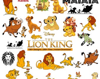 Lion King PNG Bundle, Safari Cartoon Character Design, Retro Animal Kingdom Shirt PNG, Sublimation Bundle, Instant Download