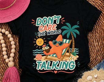 Summer Beach PNG, Cute Starfish Vacation Design, Funny Positive Quote Graphic, Sublimation Shirt Design, Tropical Aesthetic
