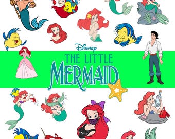 Little Mermaid SVG Bundle: Ariel, Flounder, Sebastian, Ursula (Digital Download)