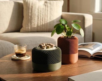 3D Printed Plant Pot | Geometric Diamond Mesh Planter | Modern Indoor Succulent Pot | Minimalist Home Decor Gift