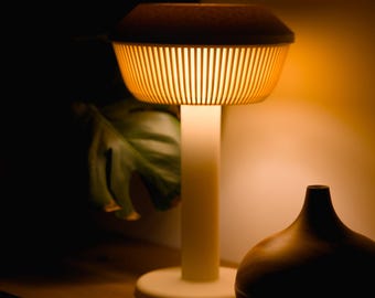 3D Printed Table Lamp | Slatted Shade Bedside Light | Modern Home Decor | Warm Ambient Lighting | Unique Housewarming Gift