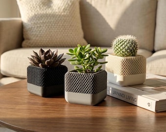 3D Printed Mini Cactus Planter | Small Succulent Pot | Geometric Desktop Plant Holder | Minimalist Home Decor Gift