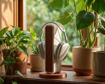 3D Printed Headphone Stand | Diamond Mesh Desk Organizer | Gamer Setup Accessory | Headset Holder | Minimalist Home Office Gift