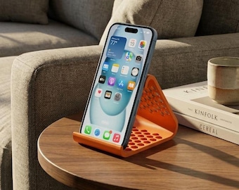 3D Printed Phone Stand | Honeycomb Desk Holder | iPhone Samsung Cradle | Minimalist Desk Organizer | Office Gift