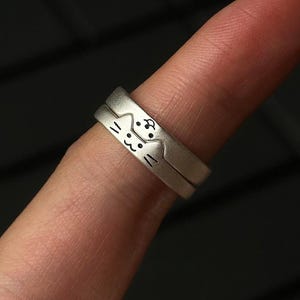 Matchande katt- och hundringar, sött parringsset, kawaii djursmycken, söt relationspresent, katt- och valpringar för par, present till henne