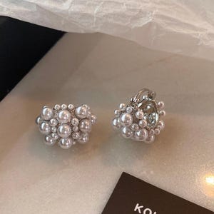 Franse barokke parelclusteroorbellen, goudzilver elegante statement-oorbellen, luxe oorbellen bruiloftsfeest, cadeau voor haar.