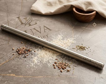 Mattarello personalizzato in acciaio inox – Mattarello in metallo con incisione personalizzata, 50 cm – Regalo per panettieri – Utensile da cucina - Mattarello per impastare