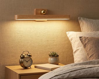 Magnetic LED Wooden Wall Light – Japandi Rechargeable Lamp – Portable Wooden Sconce