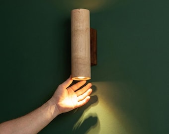 Modern Travertine Tube Sconce – Natural Stone Lighting – Japandi Minimalist Cylinder Light