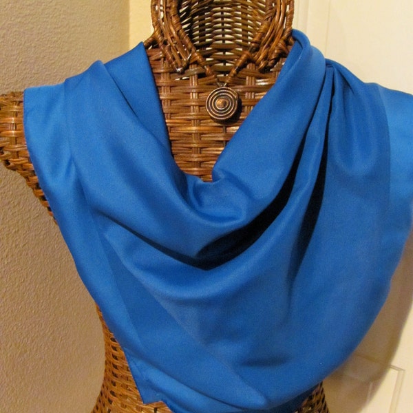 Large Solid Blue Ladies Poly Scarf - 30 x 30 Square