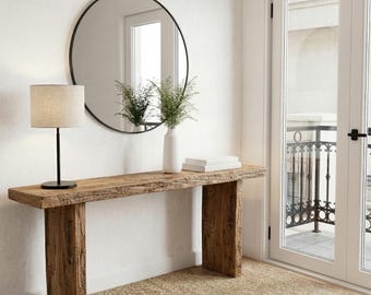 Rustikaler Konsolentisch aus beunruhigtem Holz, zurückgefordertes Massivholz, Etryway-Tisch, Sondergrößenbestellung