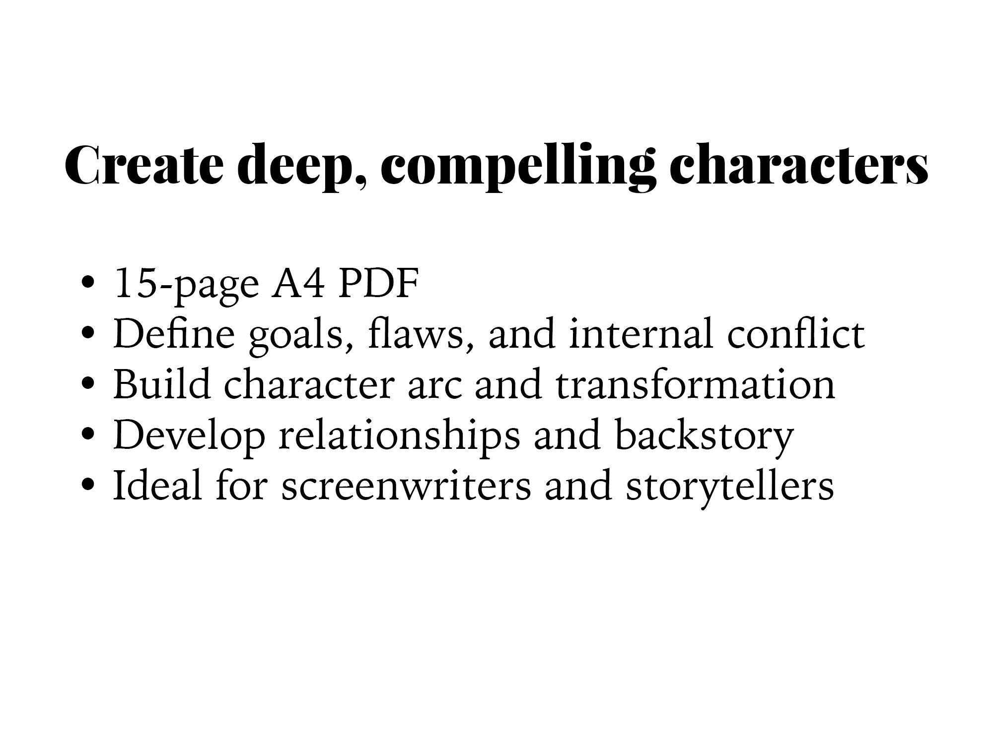 Character Development Worksheet for Screenwriting, Storytelling Tool ...