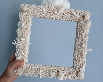 Handmade Seashell Mirror | Coastal Wall Mirror | Coral Shell Mirror | Beach House Decor | Palm Beach Style